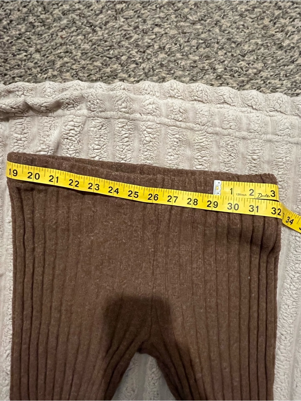 Pink Rose Brown Ribbed Flare Pants - Picture 5 of 6